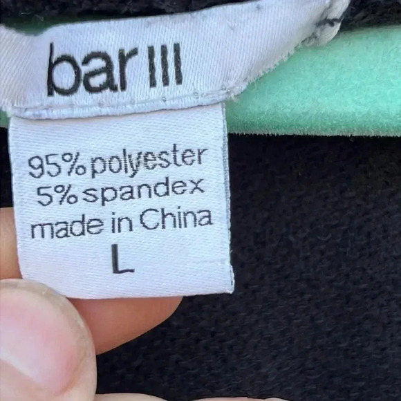 WOMENS BAR III BLACK‎ LONG SLEEVED DISTRESSED LONG SLEEVE HOLEY SHIRT - Picture 4 of 6